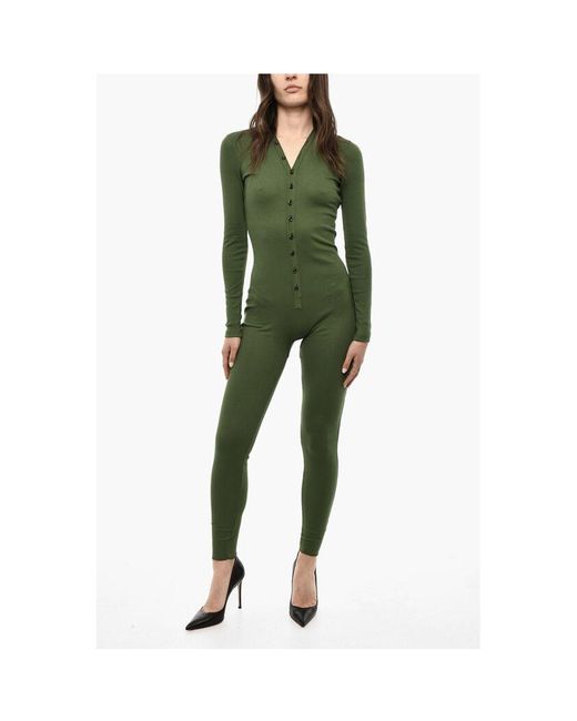 DSquared² Green Underwear Jumpsuit Pajama With Buttons