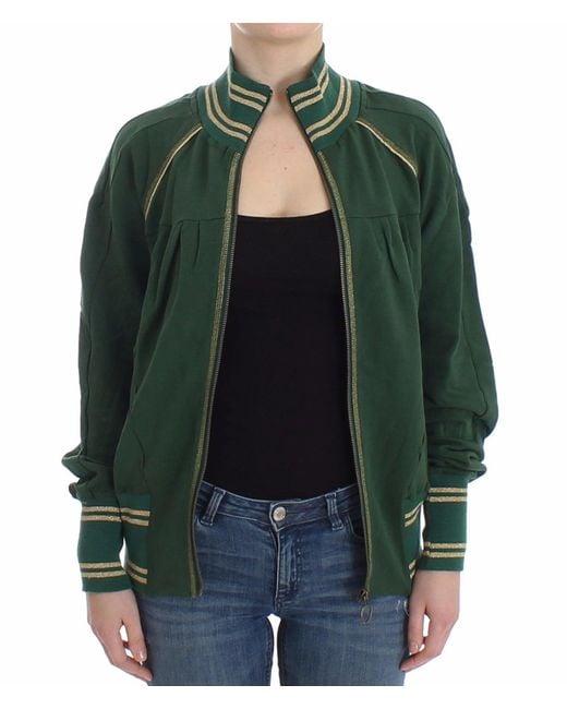 John Galliano Green Mock Zip Cardigan Sweatshirt Sweater Jacket