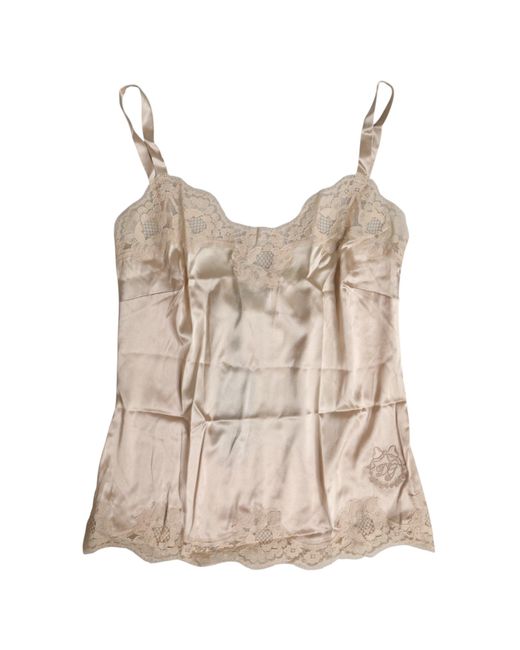 Dolce & Gabbana Natural Beige Lace Silk Satin Tank Lingerie Underwear for men