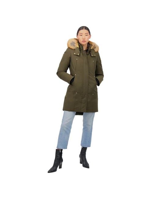 Moose Knuckles Green Gold-adorned Stirling Parka With Blue Fox Fur