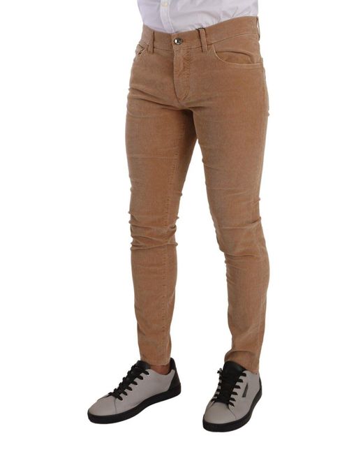 Dolce & Gabbana Black Elegant Slim Fit Corduroy Jeans for men