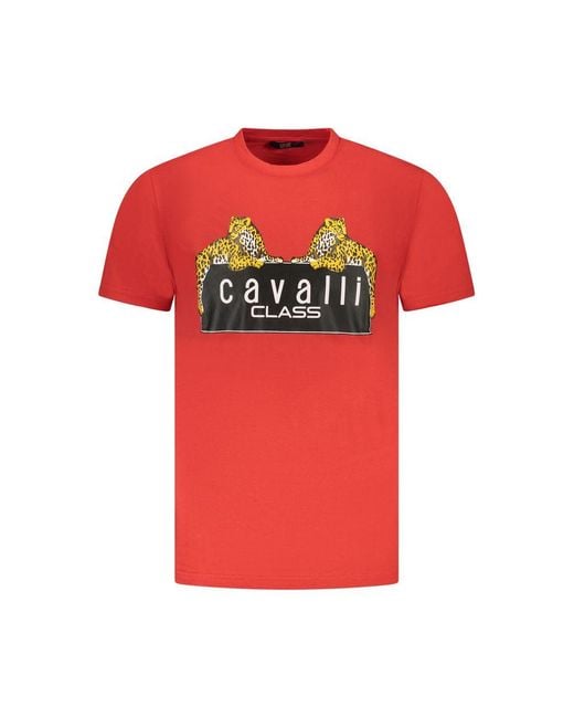 Roberto Cavalli Red Cotton T-Shirt for men