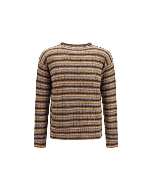 Prada Brown Multicolor Wool Oves Aries Sweatshirt for men