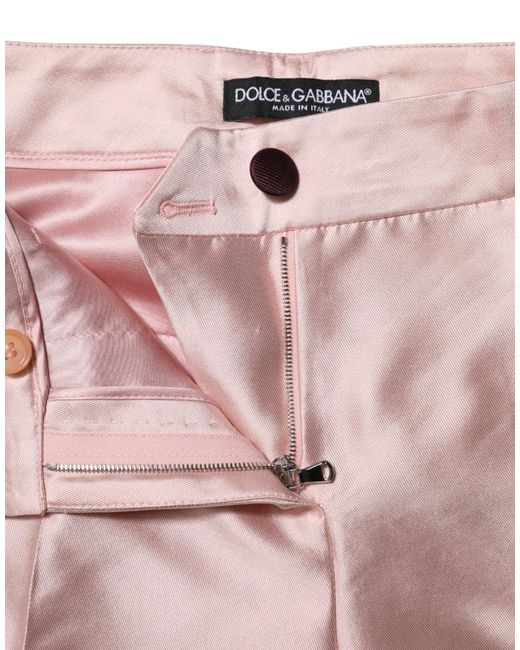 Dolce & Gabbana Pink Silk Slim Pants