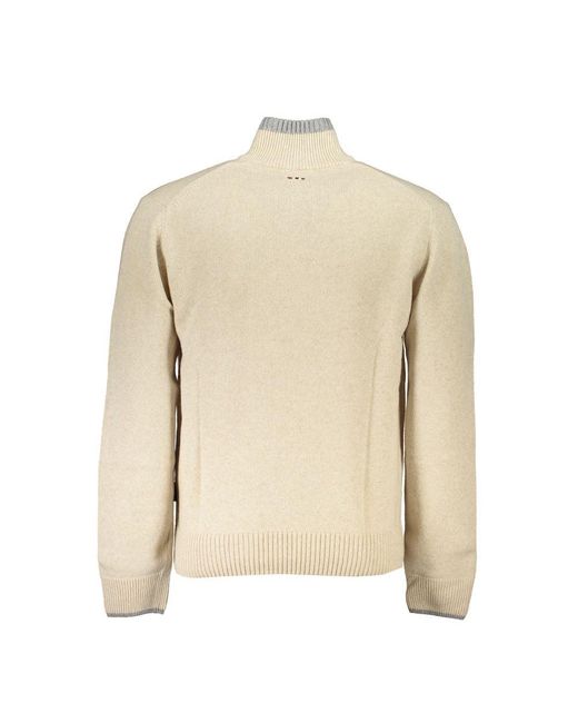 Napapijri Natural Chic Half-Zip Sweater With Contrast Embroidery for men