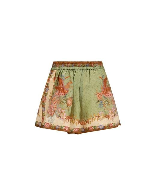 Zimmermann Natural Multicolor Silk Bermuda Shorts