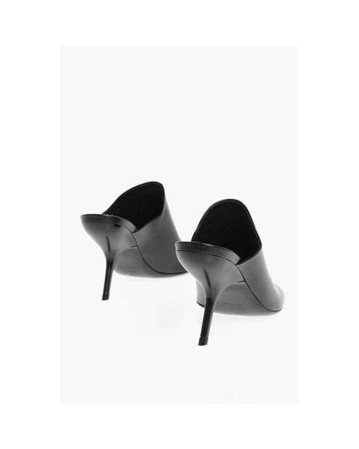 Ferragamo Black Leather Era Open Toe Mules 8cm