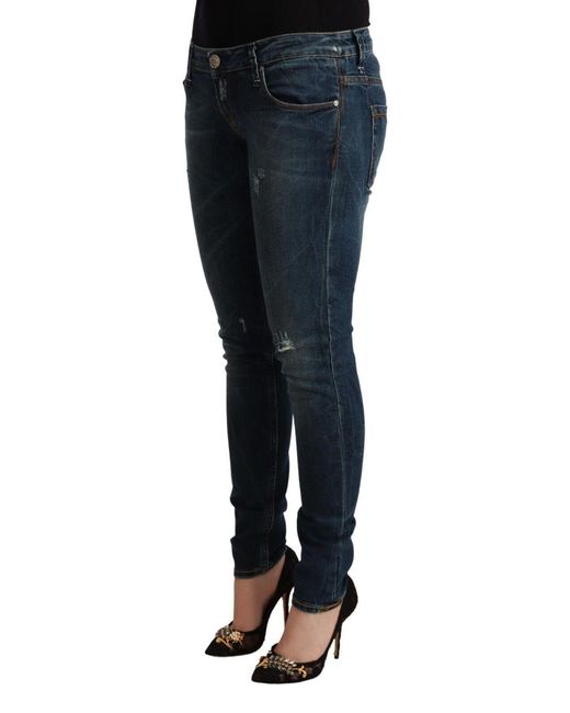 Acht Blue Washed Low Waist Slim Fit Denim Jeans
