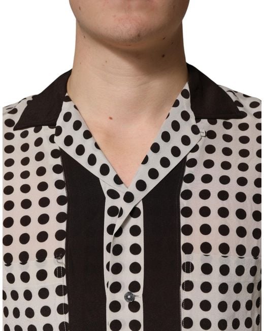 Dolce & Gabbana Black Polka Dot Silk Casual Shirt for men