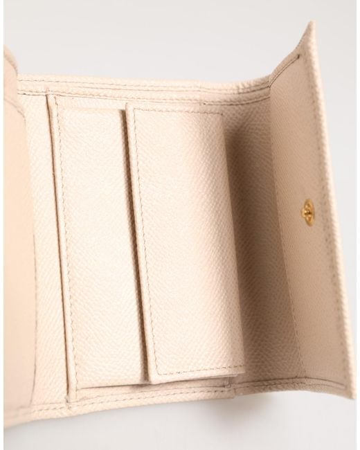 Dolce & Gabbana Natural Light Pink Calf Leather Dg Logo French Flap Wallet