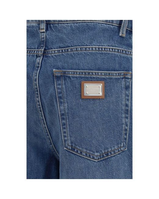 Dolce & Gabbana Blue Cotton Straight
