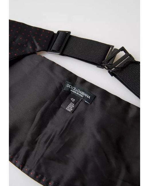 Dolce & Gabbana Black Silk Dotted Waist Tuxedo Belt Cummerbund for men