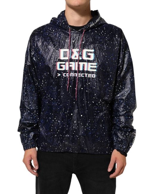Dolce & Gabbana Blue D&g Game Hooded Men Sweatshirt Sweater for men