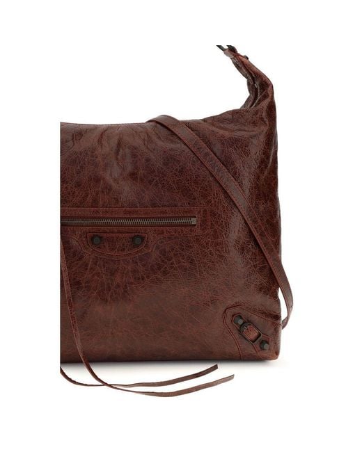 Balenciaga Brown Bordeaux Lamb Ovis Aries Aries Shoulder Bag