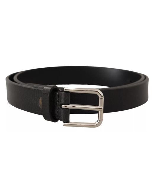 Dolce & Gabbana Black Elegant Leather Belt With Metal Buckle for men