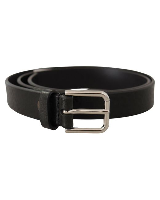 Dolce & Gabbana Black Elegant Leather Belt With Metal Buckle for men