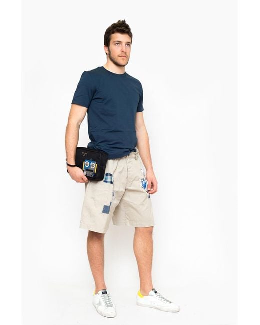 Prada Black Logo-Embroidered Cotton T-Shirt for men