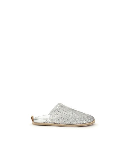 Forte_forte White Silver Calf Leather Bos Taurus Mules