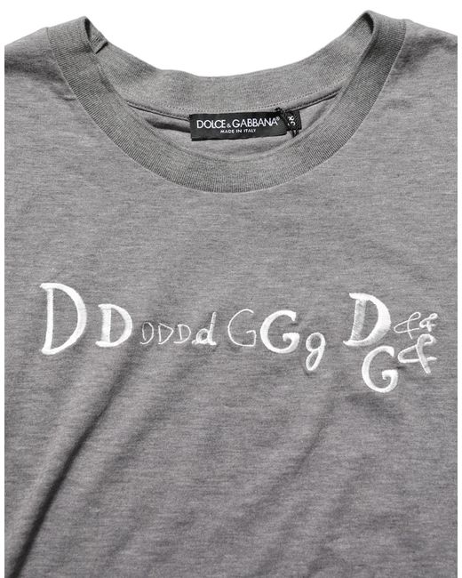 Dolce & Gabbana Gray Logo Embroidery Short Sleeve T