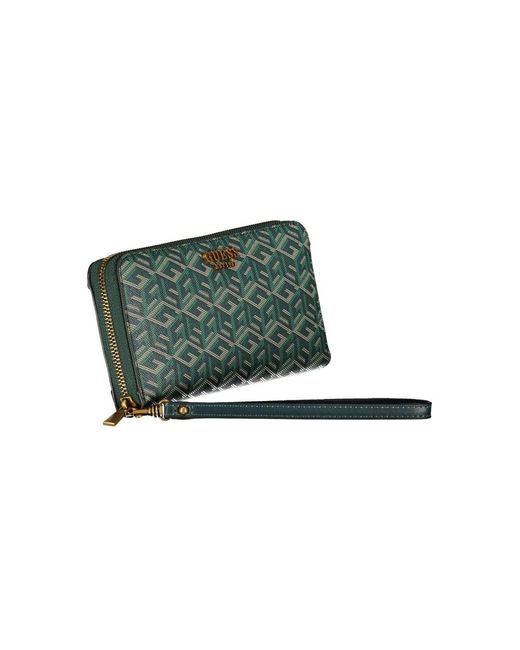 Guess Green Elegant Designer Wallet With Contrast Details