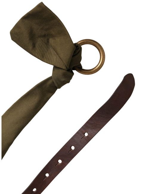 Ermanno Scervino Multicolor Army Green Cotton Round Buckle Waist Belt