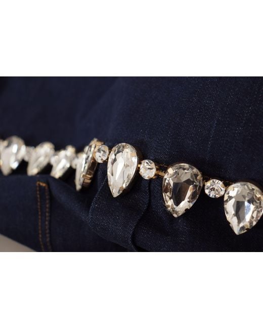 Dolce & Gabbana Blue Denim Crystal Embellish Cotton Jacket