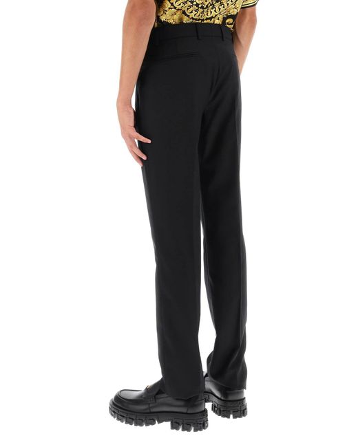 Versace Black Tailored Pants With Medusa Details for men