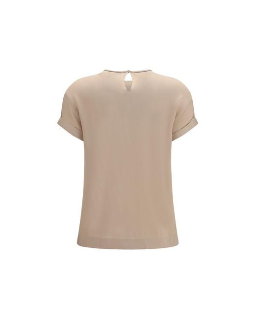 Brunello Cucinelli Natural Beige Elastane Blouse