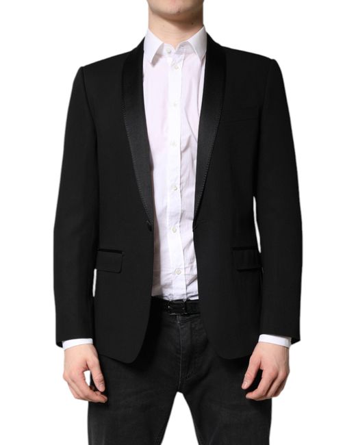 Dolce & Gabbana Black Single Breasted Coat Martini Blazer for men