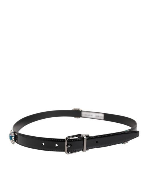 Dolce & Gabbana Black Leather Belt Buckle for men