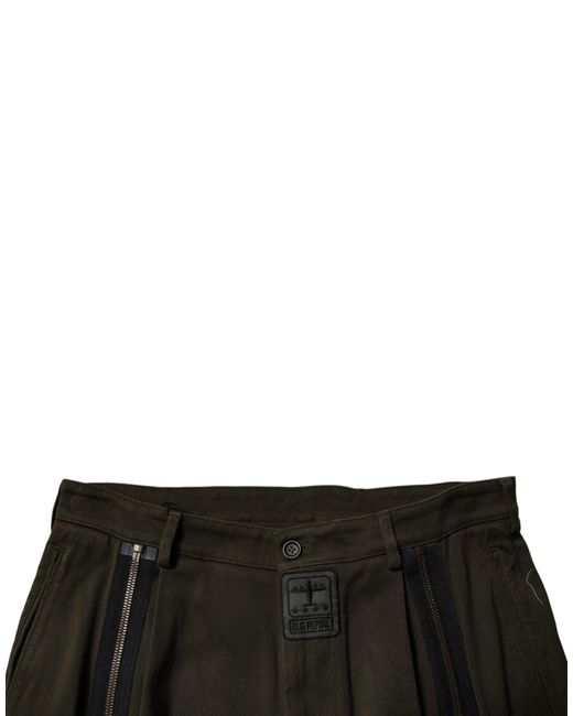 Dolce & Gabbana Black Dark Brown Cotton Jogger Cargo Pants for men