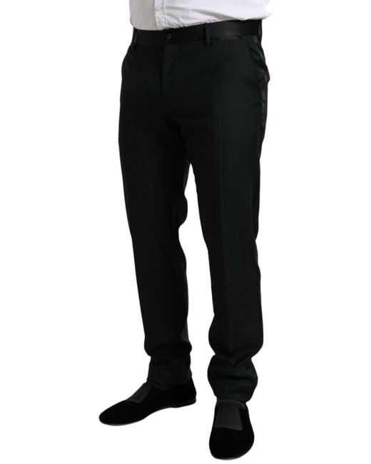 Dolce & Gabbana Black Wool Slim Fit Formal Trouser Dress Pants for men