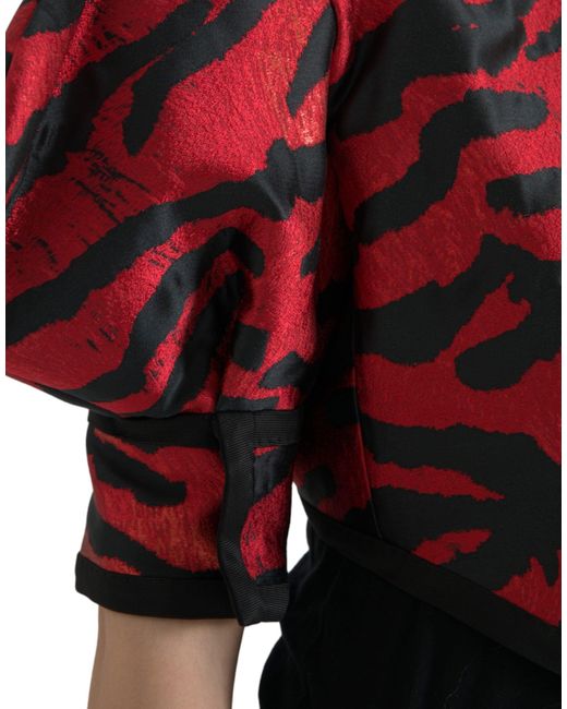 Dolce & Gabbana Red Elegant Animal Print Coat Jacket