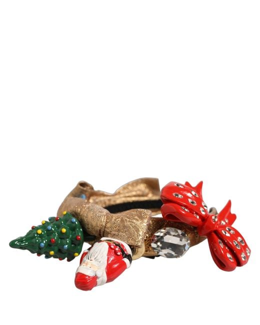 Dolce & Gabbana Red Multicolor Glittery Christmas Themed Headwear Headband