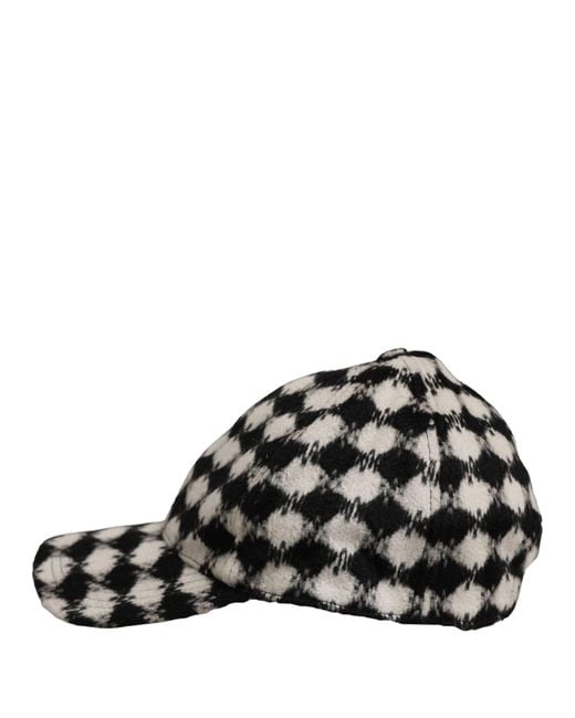 Dolce & Gabbana Men Black White Diamond Wool Baseball Cap Hat for men