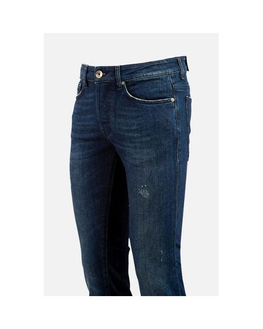 Gas Blue Cotton Slim Fit Jeans for men
