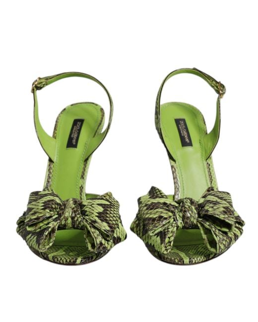 Dolce & Gabbana Green Python Leather Heels Sandals Shoes for men