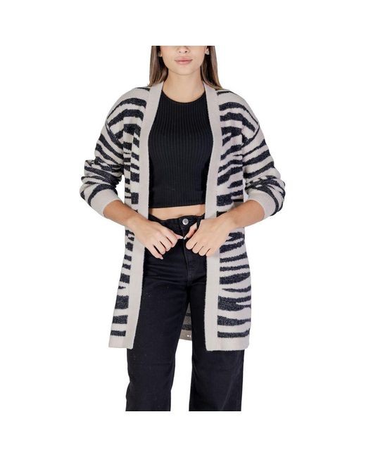 Jacqueline De Yong Black Gray Nylon Cardigan