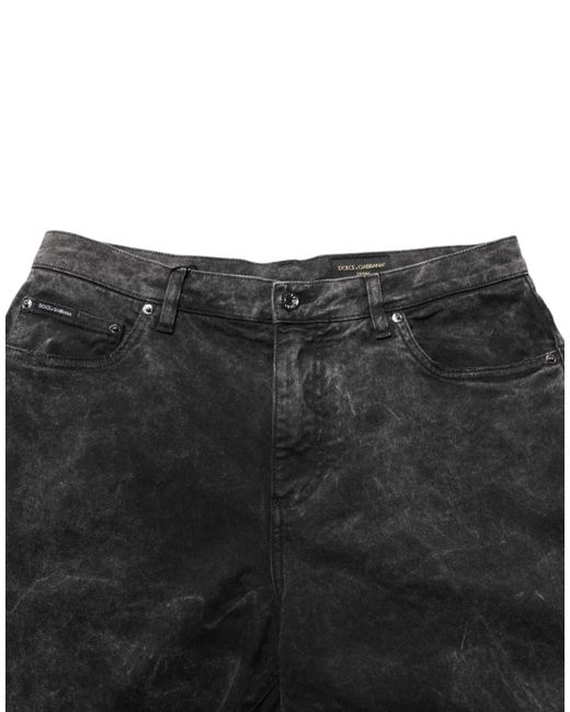 Dolce & Gabbana Black Cotton Mid Waist Denim Men Bermuda Short for men