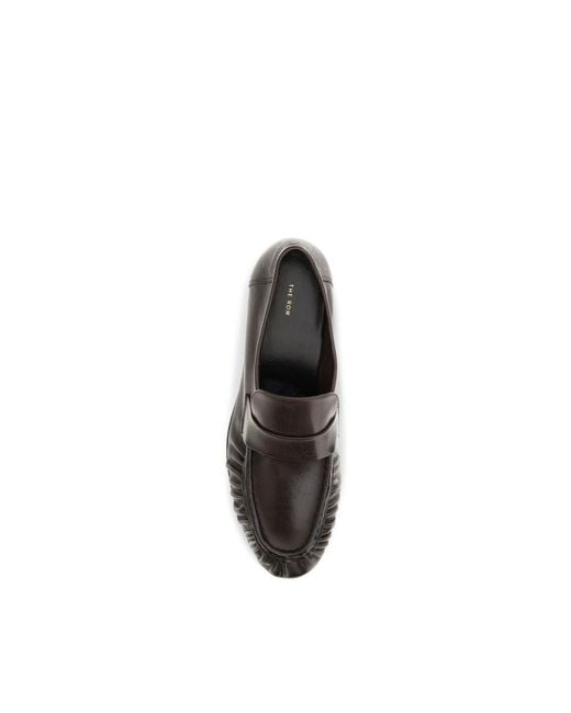 The Row Black Brown Calf Leather Bos Taurus Slip