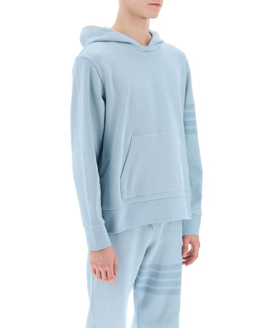 Thom Browne Blue 4 Bar Hoodie In Cotton Knit for men