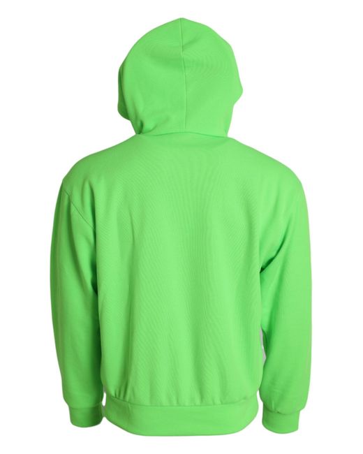 Dolce & Gabbana Green Neon Hooded Full Zip Top Sweater for men