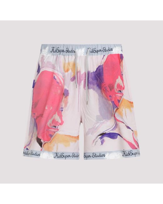Kidsuper Pink White Printed Shorts for men