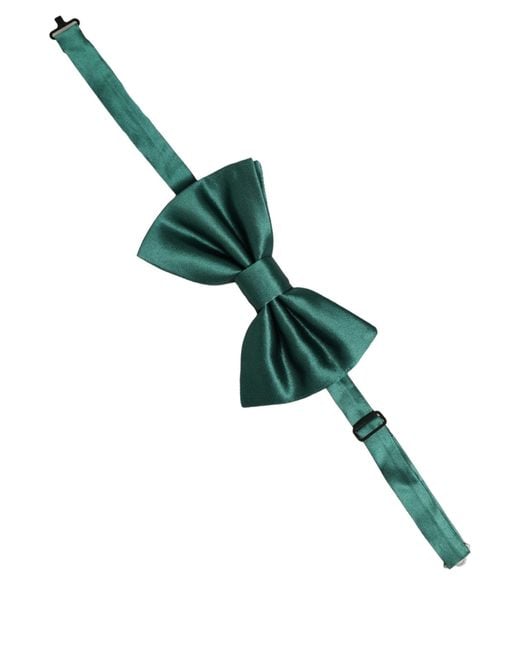 Dolce & Gabbana Men Green 100% Silk Adjustable Neck Papillon Bow Tie for men