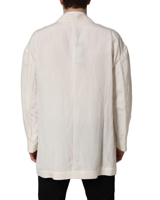 Dolce & Gabbana Natural Off White Flax Single Breasted Blazer Jacket for men