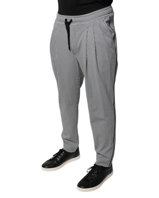 Dolce & Gabbana Gray Houndstooth Skinny Dress Pants for men