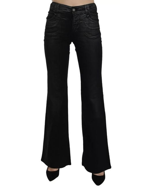 John Galliano Black Washed High Waist Flared Denim Casual Pants Jeans