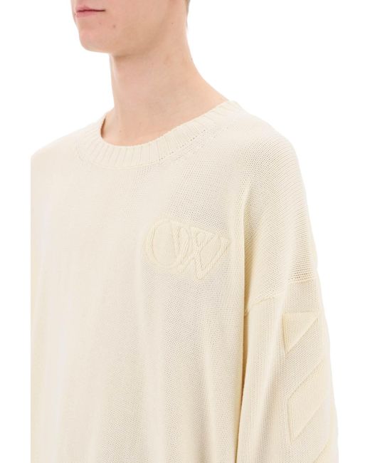 Off-White c/o Virgil Abloh Natural Sweater With Embossed Diagonal Motif for men