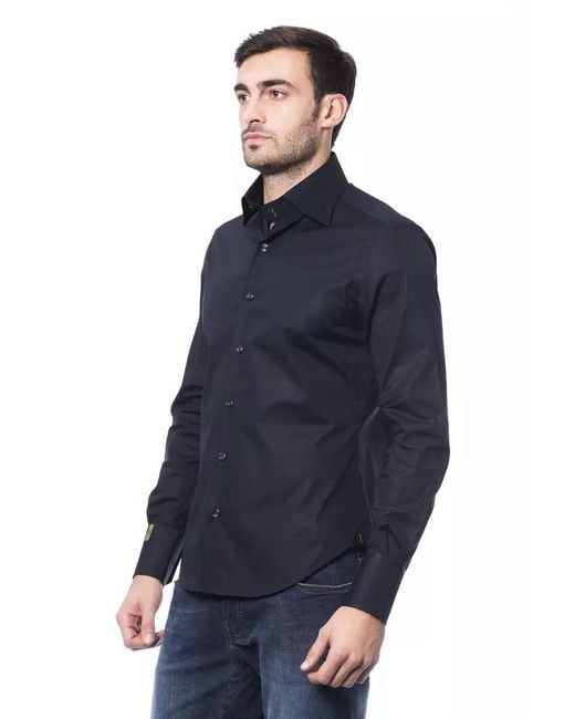 Billionaire Italian Couture Blue Elegant Monogram Shirt For for men
