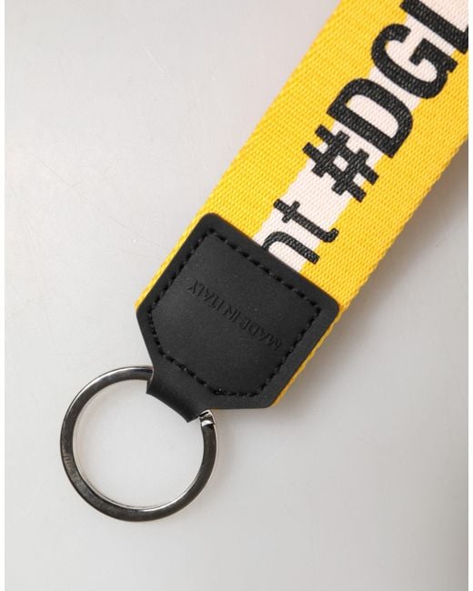 Dolce & Gabbana Metallic Logo Polyester Brass Holder Keychain Keyring Pvc Accessory